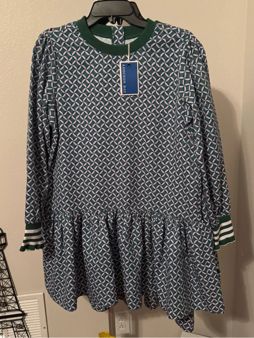 NWT Addison Bay Vine Geo Trellis Print Peplum Drop Waist Flounce Dress Sz XL - Picture 6 of 11